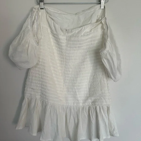 Hello Molly Cloud White Puff Sleeve Ruched Mini Dress – Women’s Size M (US 6) - Picture 6 of 10